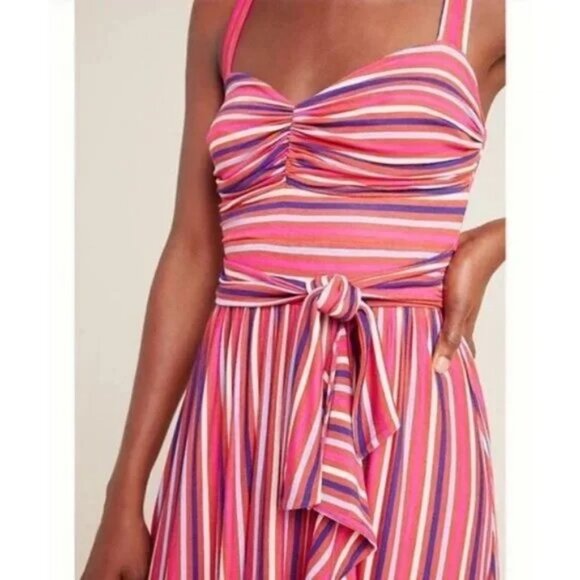 Anthropologie Maeve Gabriela Ruffled Midi Maxi Dress Sundress Barbie Sun Summer - Picture 2 of 15